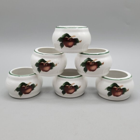 Citation Cades Cove Pattern Napkin Rings Apple Cherry Discontinued Set of 6 - Picture 1 of 8